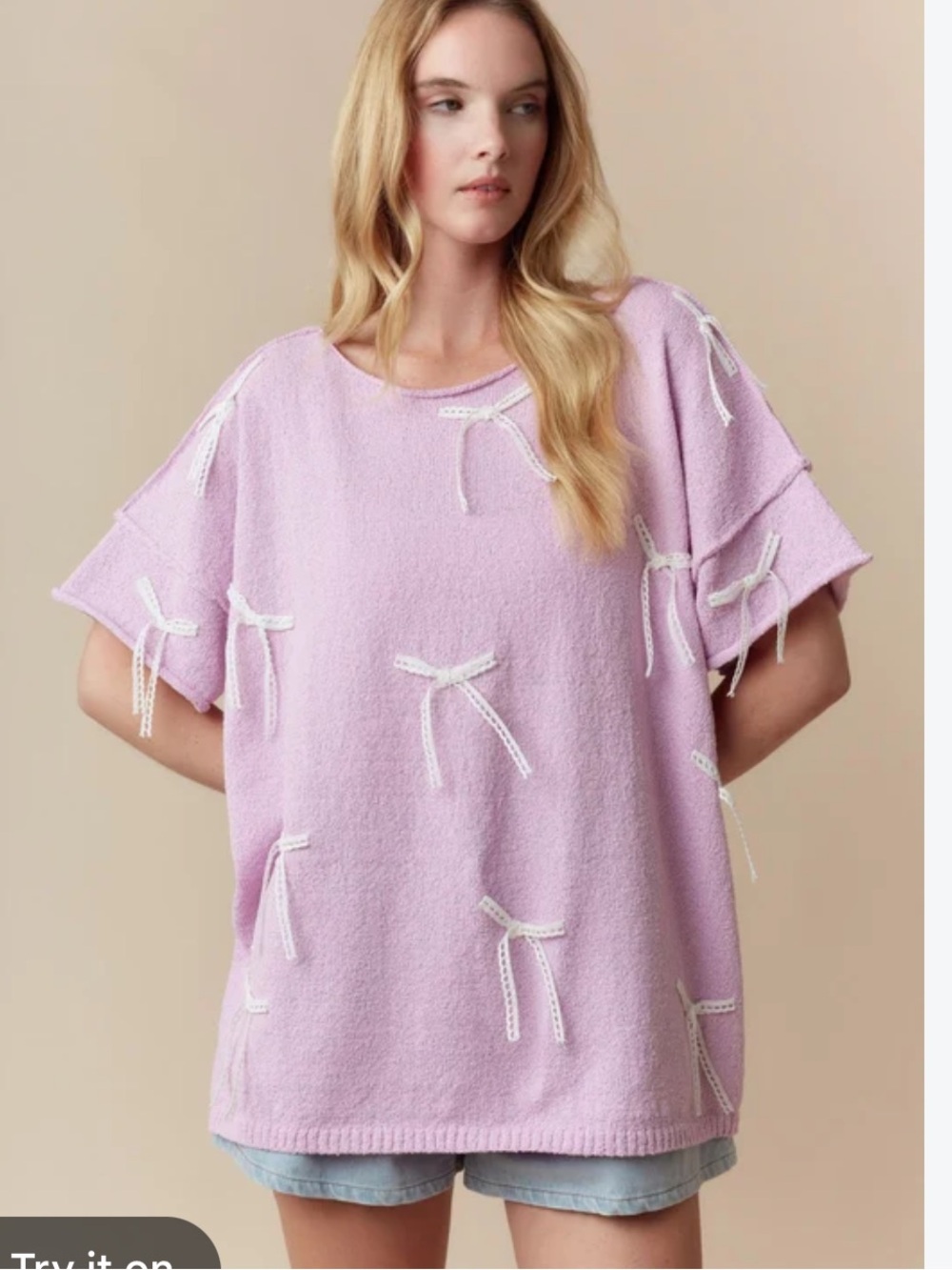 Fantastic Fawn Lavender Lace Bow Short sleeve
